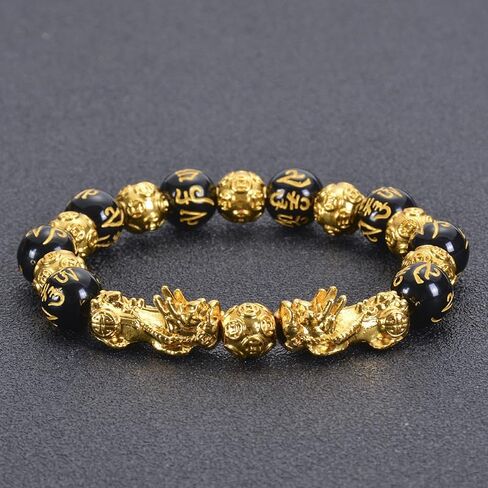Feng Shui Bracelet, Black Obsidian Pixiu Bracelet for Wealth, for Men Women with Gift Box in Saudi Arabia