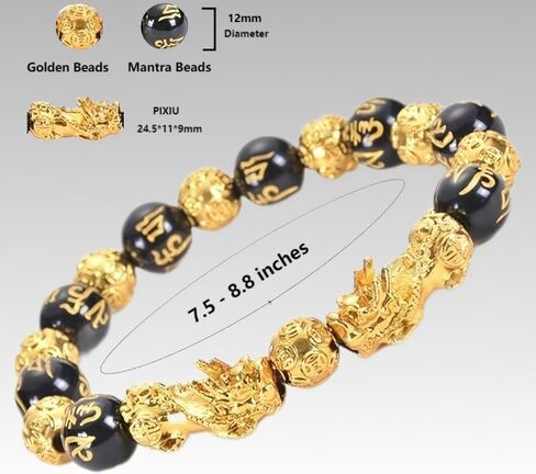 Feng Shui Bracelet, Black Obsidian Pixiu Bracelet for Wealth, for Men Women with Gift Box in Saudi Arabia