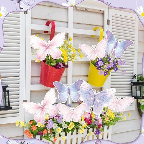 Novabright 22 Pcs Spring Tree Decorations Ornaments Easter Floral Butterfly Picks Spring Tree Topper Pink Purple Butterflies Cute Flower Picks for Trees Birthday Easter Party Decorations in Saudi Arabia