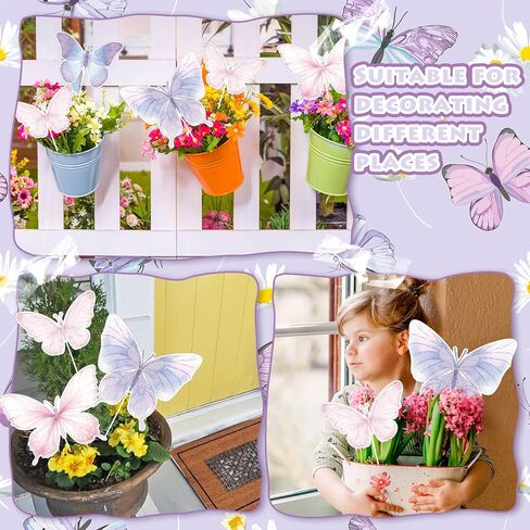 Novabright 22 Pcs Spring Tree Decorations Ornaments Easter Floral Butterfly Picks Spring Tree Topper Pink Purple Butterflies Cute Flower Picks for Trees Birthday Easter Party Decorations in Saudi Arabia