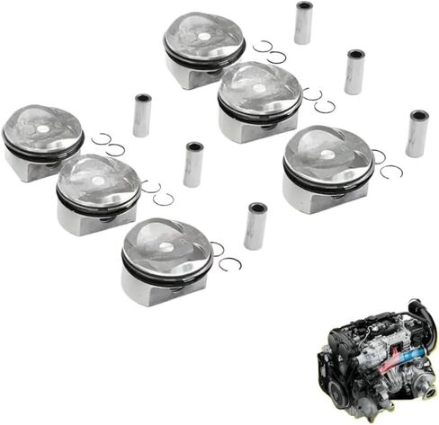 Pistons With Rings Set STD 85.5mm Compatible With 3.2 L CALA CALB For A4 Avant B8 A5 A6 Q5 Van 3.2L FSI V6 GAS in Saudi Arabia