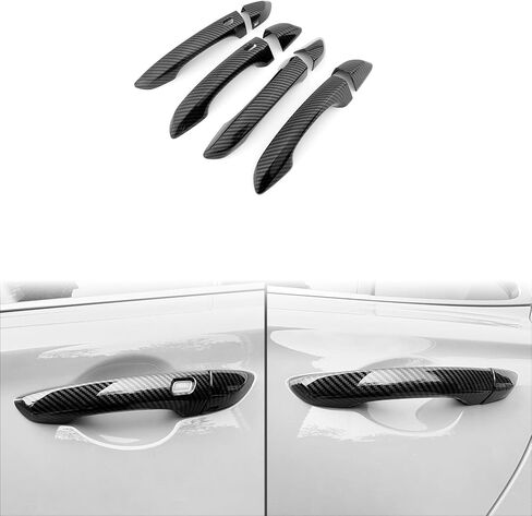 ABS Car Exterior Door Handle Cover Set Outside Door Handle Cover Compatible with Genesis G70 2022-2025 Accessories (Glossy Black Style, Touch Version) in Saudi Arabia