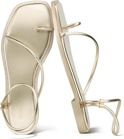 Womens Flats Loop Sandals Square Toe Strappy Ankle Strap Summer Flat in Kuwait