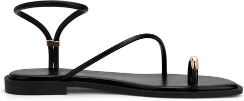 Womens Flats Loop Sandals Square Toe Strappy Ankle Strap Summer Flat in Saudi Arabia