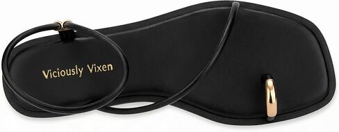 Womens Flats Loop Sandals Square Toe Strappy Ankle Strap Summer Flat in Saudi Arabia