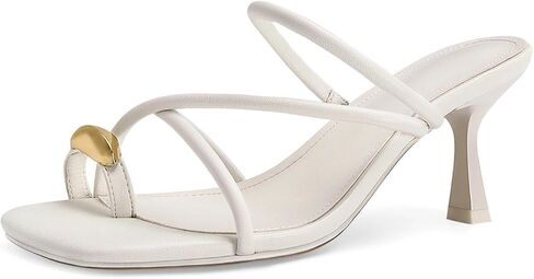 Dsevht Strappy Kitten Heel Sandals Toe Ring Flip Flop Stiletto Low Short Thong Heels Slip On Square Open Toe Summer Dress Shoes for Women in Kuwait