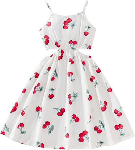 WDIRARA Girl's Flower Print Cut Out Crochet Cami Dress Summer High Waist Flare Hem Boho Slip Dresses in Saudi Arabia