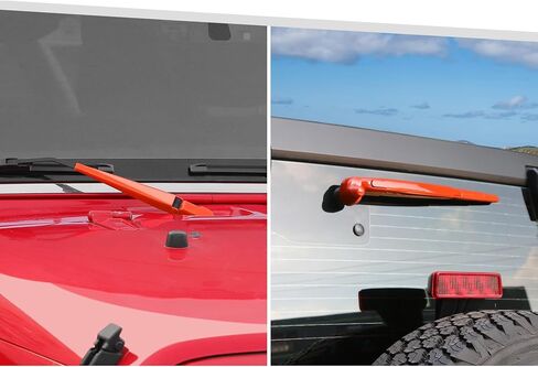 Jimen Fit for Jeep Wrangler JK & Unlimited 2007-2018, 4PCS Front Windshield Wiper Cover & 4PCS Rear Window Wiper Blade Trim (Red) in Saudi Arabia