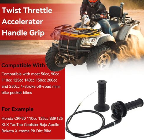 22mm Twist Throttle Accelerator Handle Grips, 50 80 90 110 125 140 150 200cc Pit Bike Dirtbike Set, Handle Grip + Cable + Throttle Clamp + Flameout Switch in Saudi Arabia
