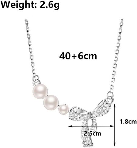 Dainty 14K Gold Bow Necklace Pearl Cubic Zirconia Bowknot Chain Necklace Adjustable Titanium Steel Statement Necklace Jewelry Presents for Women Wife in Saudi Arabia