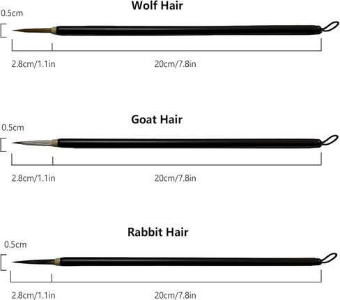 مجموعة 3 قطع من فرش الرسم الصيني لرسم خطوط طيور الزهور، جيدة الصنع وفعالة في أعمال الألوان المائية والخط، مناسبة للأوراق والمناظر الطبيعية in Kuwait