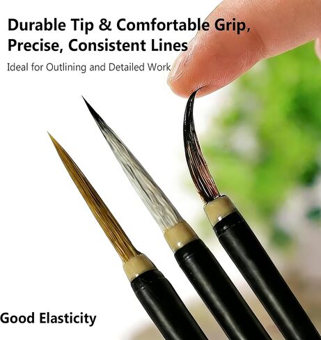 مجموعة 3 قطع من فرش الرسم الصيني لرسم خطوط طيور الزهور، جيدة الصنع وفعالة في أعمال الألوان المائية والخط، مناسبة للأوراق والمناظر الطبيعية in Kuwait