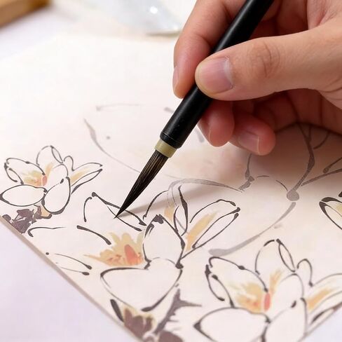 مجموعة 3 قطع من فرش الرسم الصيني لرسم خطوط طيور الزهور، جيدة الصنع وفعالة في أعمال الألوان المائية والخط، مناسبة للأوراق والمناظر الطبيعية in Kuwait