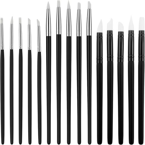 15pcs Silicone Paint Brush Professional Silicone Rubber Tip Paint Pens Brushes Silicon Color Shapers Brushes Flexible Clay Carving Tools Sculpting Tool for Drawing Sculpture Nail Design（3mm/5mm/8mm） in Saudi Arabia
