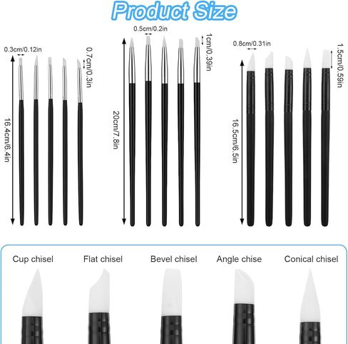 15pcs Silicone Paint Brush Professional Silicone Rubber Tip Paint Pens Brushes Silicon Color Shapers Brushes Flexible Clay Carving Tools Sculpting Tool for Drawing Sculpture Nail Design（3mm/5mm/8mm） in Saudi Arabia