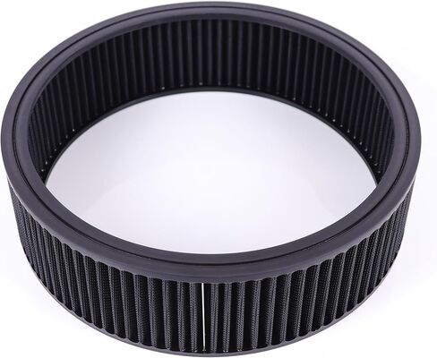 14"x4" Air Cleaner Air Filter Element Round Replacement Washable Reusable Compatible with Chevrolet Buick Ford GMC Mopar Oldsmobile Pontiac Cotton Fiber High Flow (Black) in Kuwait