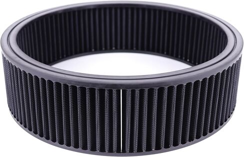 14"x4" Air Cleaner Air Filter Element Round Replacement Washable Reusable Compatible with Chevrolet Buick Ford GMC Mopar Oldsmobile Pontiac Cotton Fiber High Flow (Black) in Kuwait