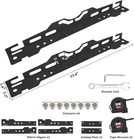 قطعتان من لوحات أدوات محاذاة أصابع القدم، لوحة أدوات محاذاة أصابع القدم مع قطعتين من شريط القياس، مع فتحات تعليق - قياسات سريعة ودقيقة، مناسبة للمركبات المختلفة (يتطلب الاتصال) أسود in Kuwait