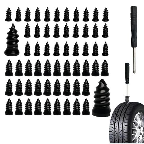 70Pcs Premium Tire Repair Rubber Nail Kit, Tire Repair Rubber Nails,2Size Tire Repair Screws with Screwdriver Tool, tire Repair kit Perfect for Car, Motorcycle, Truck, Bicycle in Kuwait