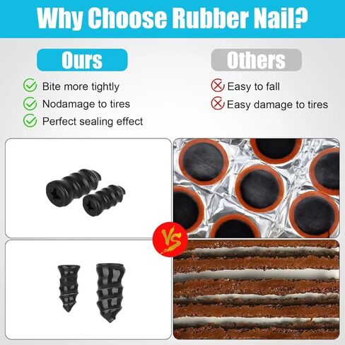 70Pcs Premium Tire Repair Rubber Nail Kit, Tire Repair Rubber Nails,2Size Tire Repair Screws with Screwdriver Tool, tire Repair kit Perfect for Car, Motorcycle, Truck, Bicycle in Kuwait