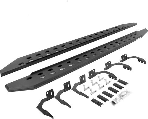 Go Rhino RB20 Slim Running Boards & Brackets | Galvanized Steel, Textured Black | 69410687SPC | Fits 2009-2014 RAM 1500 Crew Cab Pickup; 2010-2024 Ram 2500, 3500 Crew Cab Pickup in Saudi Arabia
