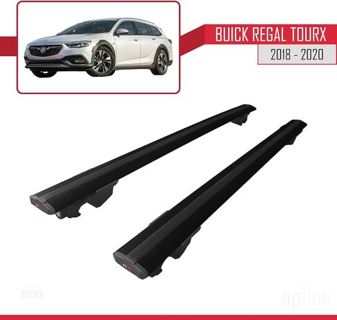 متوافق مع Buick Regal TourX 2018-2020 هوك نموذج رف سقف السيارة شريط متقاطع من الألومنيوم الأسود 2 بار in Kuwait