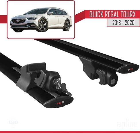 متوافق مع Buick Regal TourX 2018-2020 هوك نموذج رف سقف السيارة شريط متقاطع من الألومنيوم الأسود 2 بار in Kuwait
