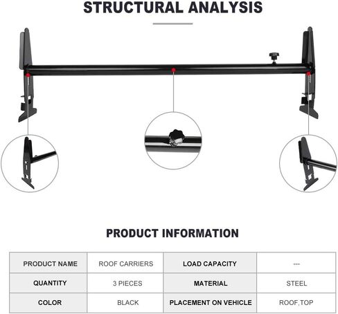 SCITOO Roof Rack Crossbars for Chevy Express for Dodge for Ford for GMC 77" 3 Bars Black Vehicle Specific in Saudi Arabia