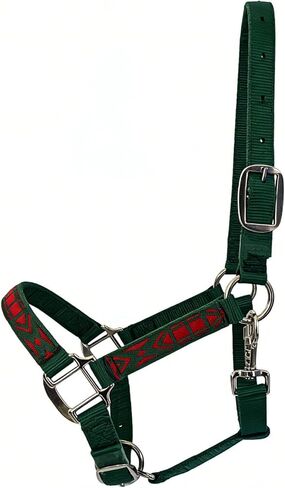 Heavy Duty Soft Nylon Horse Halter, Padded and Adjustable, Chin and Throat Snap Hook Halters for Horses, Heavy-Duty Metal Buckle，Brass Plated in Kuwait