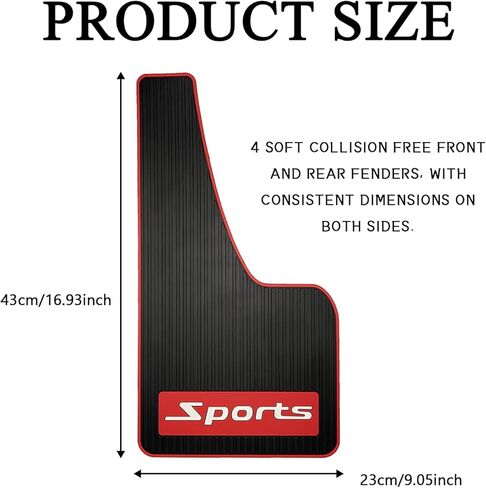 4PCS Car Mud Flaps, Soft Rubber Mudguard Fender Splash Guards for SUV/Truck/Sedan, Universal Sports Mud Flaps Guards Splash, Front & Rear Set with Hardware, Anti-Collision Design (43x23cm) in Kuwait