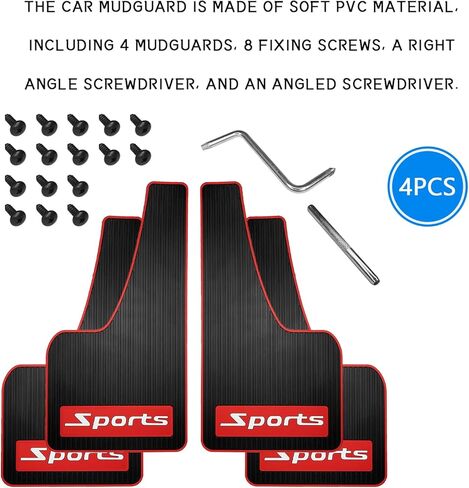 4PCS Car Mud Flaps, Soft Rubber Mudguard Fender Splash Guards for SUV/Truck/Sedan, Universal Sports Mud Flaps Guards Splash, Front & Rear Set with Hardware, Anti-Collision Design (43x23cm) in Kuwait