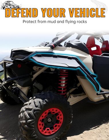 مجموعة مشاعل خلفية ممتدة XXL واسعة لـ Can-Am Maverick X3/Max جميع موديلات 2017-2025، ملحقات واقيات الطين لـ Maverick 1000/Max 2014-2017، استبدال #715002973 (4 قطع) in Kuwait