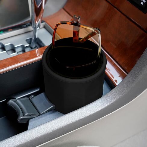 Car Cup Holder Sunglasses Stand, Extra Large Black Soft Silicone Eyewear Organizer with Plush Lined, Vehicle Sun Shades Easy Access Storage, Scratch Protection in Saudi Arabia