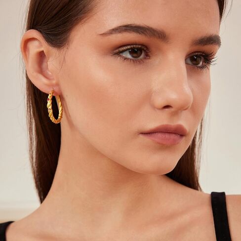 Gold Plated on Copper Earrings for Women Vivian Hoop Earrings,18K Gold Plated on Copper Hoops in Saudi Arabia