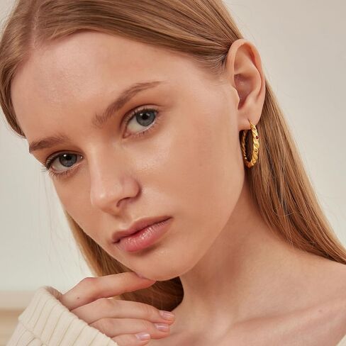 Gold Plated on Copper Earrings for Women Vivian Hoop Earrings,18K Gold Plated on Copper Hoops in Saudi Arabia