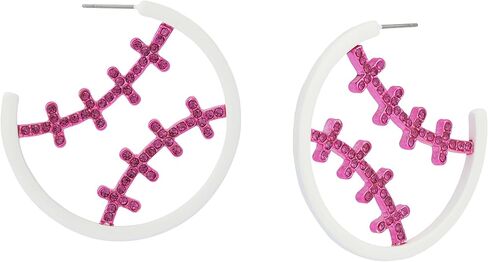Betsey Johnson Jewelry Women's Baseball Hoop Earrings in Saudi Arabia