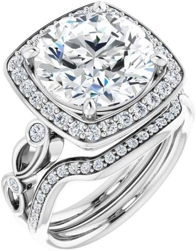 5.00 CT Round Cut VVS1 Moissanite Engagement Halo Ring, Vintage Inspired Diamond Wedding Ring Set for Women/Her, 10K/14K/18K Solid White Gold Handmade Bridal Set Ring in Saudi Arabia