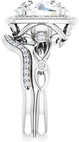 5.00 CT Round Cut VVS1 Moissanite Engagement Halo Ring, Vintage Inspired Diamond Wedding Ring Set for Women/Her, 10K/14K/18K Solid White Gold Handmade Bridal Set Ring in Saudi Arabia