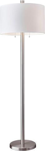 Adesso 4067-22 Boulevard Floor Lamp, 61 in., 2 x 100 W Incandescent/26W CFL, Brushed Steel Finish, 1 Tall Lamp in Kuwait