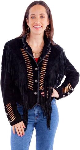 Scully Women's Brown Leather Fringe Jacket in Saudi Arabia