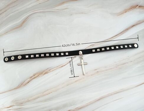 Gothic Punk Collar Black Leather Cross Choker Necklace for Women Lady Goth Jewelry Gift in Kuwait