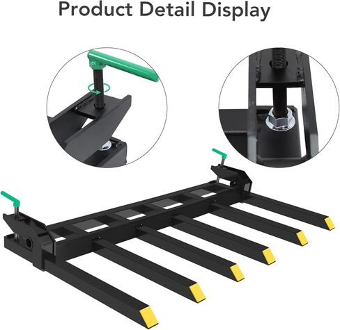 مشبك على شوكات الحطام حتى 60 بوصة، سعة 4000 رطل، مشبك للخدمة الشاقة على شوكات البليت، ملحقات شوكات الدلو مناسبة لجرار انزلاقي الدلو in Kuwait