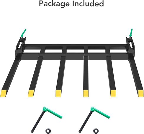 مشبك على شوكات الحطام حتى 60 بوصة، سعة 4000 رطل، مشبك للخدمة الشاقة على شوكات البليت، ملحقات شوكات الدلو مناسبة لجرار انزلاقي الدلو in Kuwait