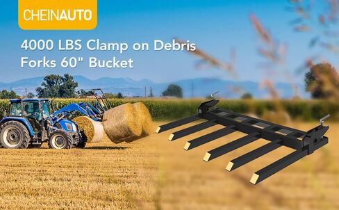 مشبك على شوكات الحطام حتى 60 بوصة، سعة 4000 رطل، مشبك للخدمة الشاقة على شوكات البليت، ملحقات شوكات الدلو مناسبة لجرار انزلاقي الدلو in Kuwait