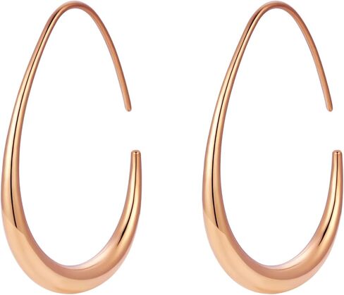 14k Gold/White Gold Plated Lightweight Teardrop Hoop Earrings for Women Large Oval Pull Through Hoop Earrings High Polished Statement Jewelry Gift for Women in Saudi Arabia