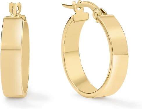 أقراط دائرية واسعة من الذهب عيار 14 قيراط للنساء، ذهب أصفر ولونين، 3/4 بوصة - 1 بوصة، أقراط دائرية واسعة، مختومة بالذهب الحقيقي للأصالة in Kuwait