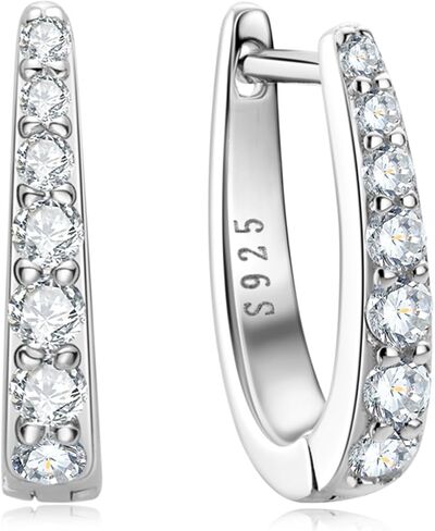 18K Gold Over S925 Sterling Silver Diamond Earrings, D Color Brilliant Hoop Earrings for Women, Lovely Gift for Wife on Birthday in Saudi Arabia