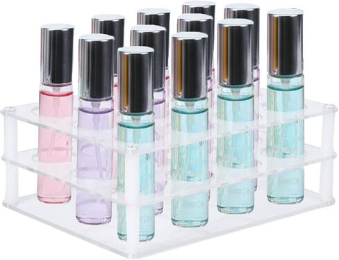 12-Space Rollerball Perfume Organizer, Clear Acrylic Perfume Holder & Display Stand, Lip Gloss Organizer, Beauty Fragrance Storage for Dresser in Kuwait