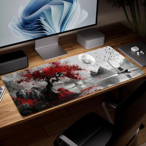 Leather Scenery Desk Pad, Colorful Art Mouse Pad Large Computer Keyboard Gaming Mousepad Waterproof Desktop Protector & Cover, Decorative PU Leather Laptop Mouse Mat Decor 10 x 25.6 inch C56 in Saudi Arabia