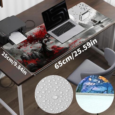 Leather Scenery Desk Pad, Colorful Art Mouse Pad Large Computer Keyboard Gaming Mousepad Waterproof Desktop Protector & Cover, Decorative PU Leather Laptop Mouse Mat Decor 10 x 25.6 inch C56 in Saudi Arabia